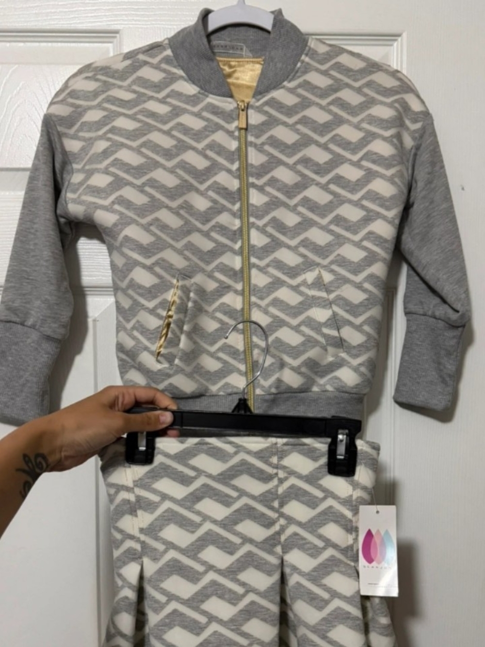 Sean John Gray & Cream Geometric Bomber Jacket for Kids